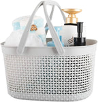 rejomiik Portable Shower Caddy Basket, Plastic Organizer Storage Tote with Handles for Bathroom, College Dorm, Kitchen, Grey