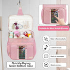 Portable Shower Caddy College Dorm Essentials, Large Toiletry Bag for Women Men, 2 Layers Quickly Dry Mesh Bathroom Tote Bag, Hanging Makeup Organizer Bag for Travel, Gym, Camping (Pink)