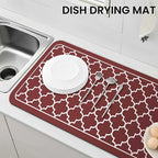 WISELIFE Dish Drying Mat Super Absorbent Drying Mat Large Dish Drying Mats for Kitchen Counter Easy Clean Dish Mat Kitchen Drying Mat18"x 36" Stylish Red