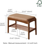 Solid Wood Shoe Bench (Assembled), 600lb Weight Capacity, Durable Cloud-Soft Leather Upholstered Entryway Bench for Entryway, Hallway, Living Room, Bedroom,11.8"x23.6"x16.5", Walnut