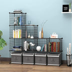 C&AHOME Wire Cube Storage, 12-Cube Storage Organizer Metal, C Grids Storage Bins Shelving, Modular Bookshelf Shelf, Closet Cabinet Ideal for Bedroom, Office 36.6”L x 12.4”W 48.4”H Black