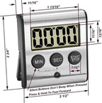 Elegant Digital Kitchen Timer - Stainless Steel Model eT-23, Super Strong Magnetic Back, Loud Alarm, Large Display, Auto Memory, Auto Shut-Off (12-Pack eT-23)