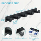 Alise Coat Hooks Wall Mount,Hat and Coat Rack with 5 Hooks Wall Mount Key Hooks for Robes,Bags,Keys,and Towels,SUS304 Stainless Steel Wall Hooks for Hanging,Self Adhesive or Drilling,Matte Black