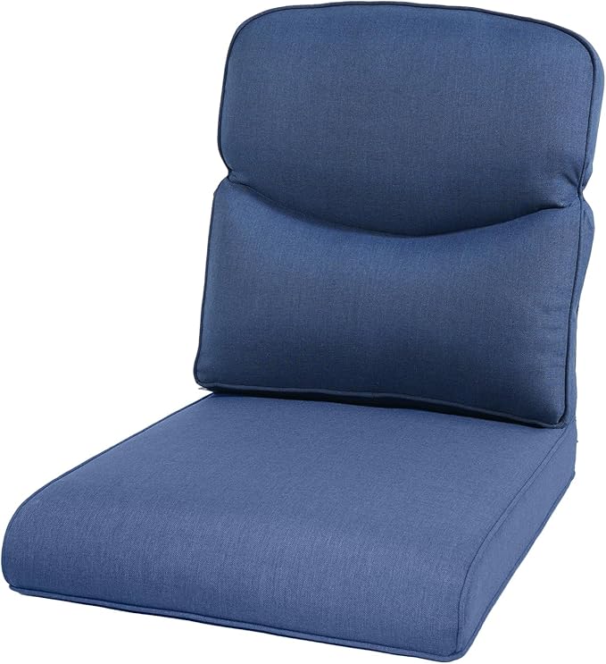 Outdoor Chair Cushions for Patio Furniture - 1 Pack Outside High Back Comfortable Thickened Pillow 22x24 with Zipper Cover for Wicker Rocking Swivel Chairs Loveseat Sofa – Blue/Crescent