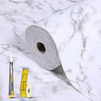 Drawer and Shelf Liner for Kitchen Cabinet: 12 in X 40 Ft Non Slip Waterproof Shelf Paper Non Adhesive Refrigerator Liners White Marble Easy Liners for Bathroom with Knife Tape Measure