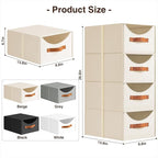 Homsorout Stackable Storage Drawers - Collapsible Storage Bins with Drawers, 6 Pack Closet Shelf Organizer Basket, Fabric Pull Out Organizer for Bedroom, Living Room, Dorm, Beige