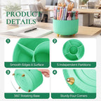KONVINIT Pencil Pen Holder for Desk, 5 Slots 360-Degree Rotating Desktop Organizer, Cute Desk Organizers and Accessories for School, Home, Office and Art Supply, Mint Green