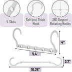 Mr. Pen- Space Saving Hangers for Clothes, 12 pcs, White, Plastic Multi Clothes Hangers Space Saving, 5 Slots, 360° Rotating Hooks