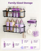 ODesign Shower Caddy 3 Pack SUS304 Stainless Steel-No Drilling-Shower Bathroom Shelves Rack,Rustproof Wall Mounted,Adhesive Shower Shelf Basket Organizer-Black