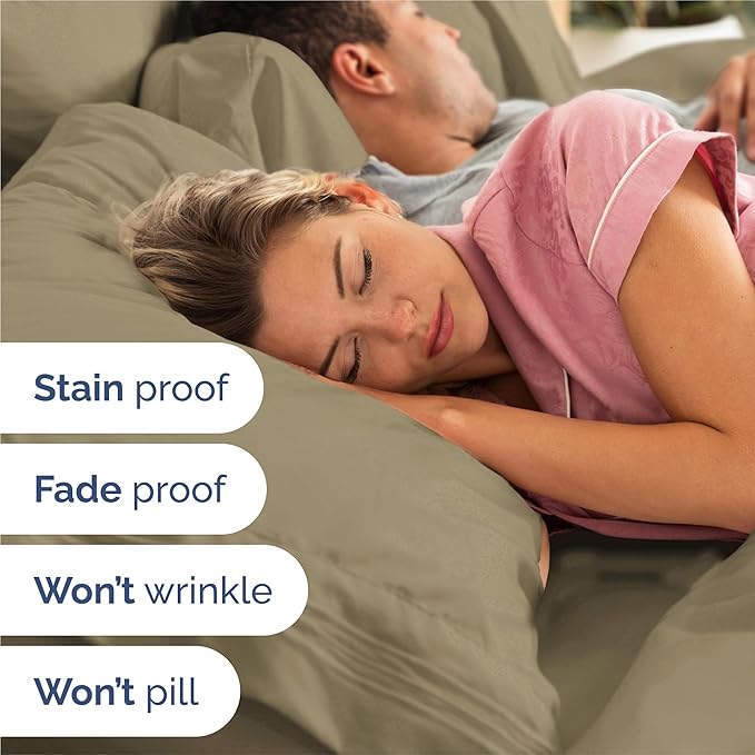 King Size 4 Piece Sheet Set - Comfy Breathable & Cooling Bed Sheets Set - Hotel Luxury Bedding for Women, Men, Kids, Teens, Boys & Girls - Deep Pockets, Ultra-Soft and Wrinkle Free - Oeko-Tex - Khaki