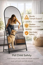 76"x34"Floor Mirror Full Length,Arched Full Length Mirror with Stand,Full Body Mirror,Hanging or Large Leaning for Bedroom Living Room Black