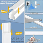 236in Cord Hider Kit, Cord Covers for Wires on Wall, Long, Large, Cord Hider for Wall Mount tv, Paintable Cable Raceway, tv Cable Hider Wall kit, Wire Covers for Cords,6X(L39.4in W0.95in H0.5in) White