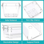 StorMiracle 28 PCS Clear Plastic Drawer Organizers Set, 4 Size Desk Drawer Organizer Trays for Makeup, Jewelry, Kitchen Utensils, Gadgets and Office Accessories