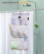 MISSLO 8 Pockets Mesh Shower Organizer Hanging Caddy with Rotating Hanger Quick Dry Bathroom Storage (White)
