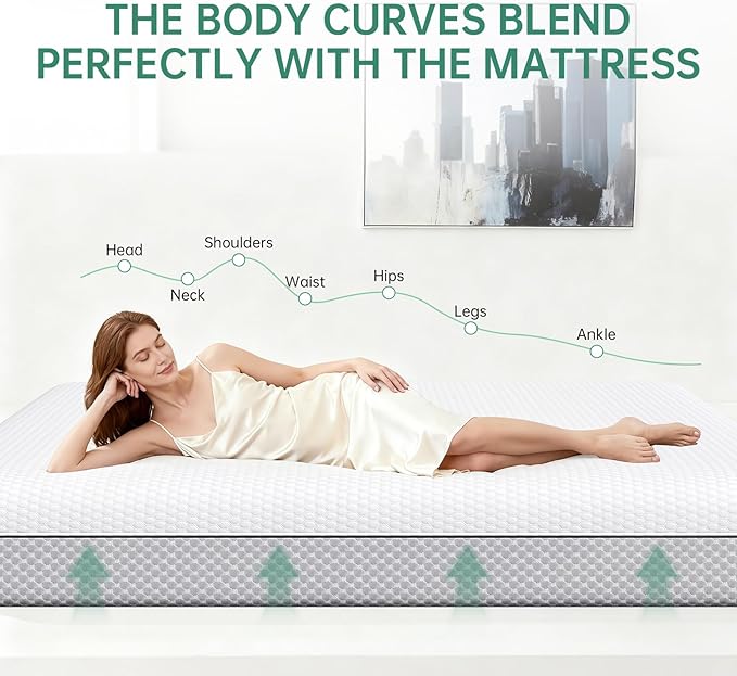 EYN Memory Foam Mattress Cooling Gel Size Matress in A Box Bed Frame Pressure Relief Medium Firm Size Removable Washable Cover Feel Bedroom Essentials CertiPUR-US Certified (8'', Twin XL)