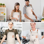 OUNLEN Chef Apron for Men Women Canvas Aprons with 3 Pockets Cross Back Resistant Work Apron for Cooking