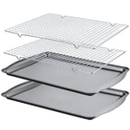 Gymdin Baking Sheet with Cooling Racks - 17'' x 11" x 0.5" Carbon Steel Cookie Sheets for Baking [2 Sheets + 2 Racks], Nonstick Baking Pans, Perfect for Baking, Roasting, and More