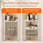 Lifewit Floor Standing Shower Caddy Corner, 3 Tier Plastic Shower Stand Rack with Adjustable Feet and Hooks, Rustproof Bathroom Shelf Organizer, White, 34 x 24 x 75 cm/13 x 9.5 x 29.5 inch