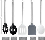 COOK WITH COLOR Silicone Cooking Utensils, Kitchen Utensil Set, Easy to Clean Silicone Kitchen Utensils, Cooking Utensils for Nonstick Cookware, Kitchen Gadgets Set, 5 Pieces, Black/White