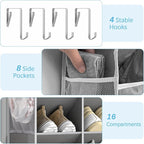 Yecaye 16-24 Pairs Over the Door Shoe Organizer, Large Capacity Hanging Shoe Rack for Door Hanger with Deep Pockets, 8 Tier Shoe Holder for Sneakers Boots Heels College Dorm Essentials, Grey
