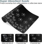 Rnivvi Coffee Mat, 12" x 19" Cute Coffee Bar Mats for Espresso Machine Station Accessories and Organizer, Hide Stain Rubber Backed Absorbent Dish Drying Pad for Kitchen Counter, Black White Flowers