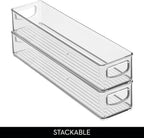 iDesign Slim Clear Plastic Storage Bin, Extra Long Narrow Stackable Organizer for Kitchen and Pantry