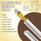 UOMTFAI Wall Cord Hider 196 Inch, Self Adhesive Cable Hider Cord Cover for Wires, Flexible Wire Cover Cable Raceway for Cord Management W0.59 H0.39in White