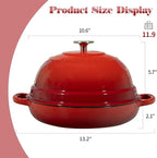 EDGING CASTING Enameled Cast Iron Dutch Oven Pot with Lid, Round Bread Oven for Homemade Sourdough Bread Baking, 6 Quart, Red