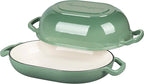 VORRINGARD Enameled Cast Iron Sourdough Bread Oven, Dutch Oven, Loaf Cast Iron Bread Pan for Homemade Bread Baking, Meatloaf Pan with Lid, 7QT, Sage Green