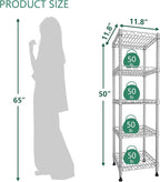GIOTORENT 5 Tier Standing Shelving Metal Units, Adjustable Height Wire Shelf Display Rack for Laundry Bathroom Kitchen 11.8 W x 11.8 D x 50 H (5-Tier, Grey, Matte/Glossy Finish)