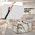 Toaster Oven Dust Cover with Storage Pockets, Protective Decorative Smart Oven Cover for for Kitchen Countertop, M, 16.5 x 20.5 x 10 inches, White Gold Gray Marble