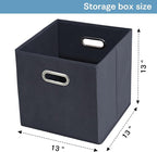 Black Fabric Cubby Storage Bins,13x13x13 Inches ,Cube Organizer Bin Foldable Storage Boxes with Dual Handles Fabric Organizer Box and collapsible Storage basket,Set of 3,Grey