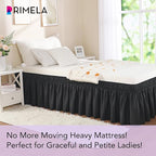 RIMELA Black Bed Skirt Twin Size 15 Inch Drop, Elastic Bed Skirting for Bed Base and Frame, Bedding Dust Ruffle Easy to Install, Lightweight Wrap Around Adjustable Bedskirt
