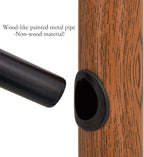 MyGift Freestanding Metal Entryway Coat Rack and Umbrella Stand with Sturdy Round Base and 6 Faux Wood Hanger Hooks