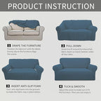 Easy-Going Stretch Chair Sofa Slipcover 1-Piece Couch Sofa Cover Furniture Protector Soft with Elastic Bottom for Kids, Pet. Spandex Jacquard Fabric Small Checks (Chair, Bluestone)