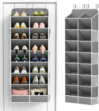 Yecaye 16-24 Pairs Over the Door Shoe Organizer, Large Capacity Hanging Shoe Rack for Door Hanger with Deep Pockets, 8 Tier Shoe Holder for Sneakers Boots Heels College Dorm Essentials, Grey