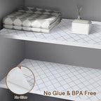 Shelf and Drawer Liner for Kitchen Cabinets Non-Adhesive, Strong Grip Non-Slip Thickened Cabinet Liners for Shelves, Waterproof Mats for Dresser Cupboard, Silver Stripe, 17 in x 10 Feet