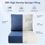 Luxury 6" Outdoor Cushions for Patio Furniture, 24x24x6" Thick Seat Cushion Set of 6, Fade Resistant Couch Chair Replacement Cushions High Density Deep Wicker Chair Cushion w/ Removable Cover, Blue