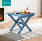 SERWALL Folding Adirondack Side Table, Portable Small Outdoor Table, Weather Resistant Outdoor End Table for Camping and Garden, Navy