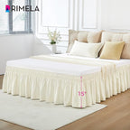 RIMELA Ivory Bed Skirt Queen Size 15 Inch Drop, Elastic Bed Skirting for Bed Base and Frame, Bedding Dust Ruffle Easy to Install, Lightweight Wrap Around Adjustable Bedskirt