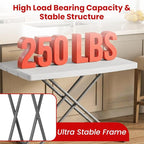 PayLessHere | 30 Inch Folding Table | Foldable Tray Table | Waterproof & Foldable Table Design | Small Desk Adjustable Height | White | for Events, Camping, Indoor & Outdoor Use