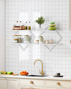 CHOEZON Floating Shelves, Set of 2 Wall Shelves, 2-Tier Hanging Shelves, Wall Shelf Set of 2, for Living Room, Bedroom, Kitchen, Office, Study, White TBJ01P2WB