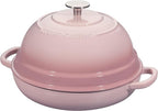 EDGING CASTING Enameled Cast Iron Dutch Oven Pot with Lid, Round Bread Oven for Homemade Sourdough Bread Baking, 6 Quart, Pink