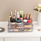 ZHIAI stackable storage drawers, acrylic storage rack, cosmetics and beauty products organizer, suitable for makeup room, bathroom, pantry, home bedroom storage
