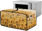 Microwave Oven Cover Dustproof Air Fryer Toaster Oven Protector with Storage Pockets, Stain-resistant Small Appliance Cover for Kitchen Decor, S, Sunflower Butterfly