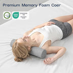 Neck Roll Pillow, Memory Foam Neck Support Pillows, Round Neck Pillows, Cylinder Bolster Pillows for Bed, Couch, and Yoga, Removable Washable Cover,18 * 4 * 4 inch (Small,Grey)
