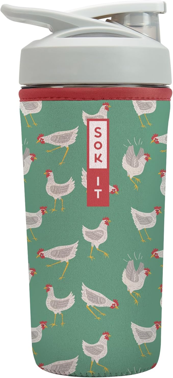 Sok It BotlSok Protein Blender Shaker Bottle Sleeve Insulated Neoprene Cover (Flew The Coop, Fits 28oz Blender)