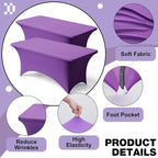 Trlyc 1 Pack 6FT Spandex Table Cloth - 72 x 30 Inch Rectangular Stretch Tablecloth, Wrinkle Resistant Scretch Table Cover for Wedding, Party, Banquet, Picnic, Outdoor Decoration (1Pcs,Purple)