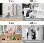 5-Tiers Slim Bathroom Storage Cabinet, Foldable Storage Cabinets,Narrow Bathroom Storage,Movable Bathroom Storage Organizer for Small Spaces,Bathroom,Kitchen,Laundry,White