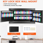 72 Keys Key Lock Box Wall Mount with 72 Numbered Hooks and 72 Colored Key Tags, Key Cabinet with Key Return Drop Slot, Key Storage Box for Home Hotel Office